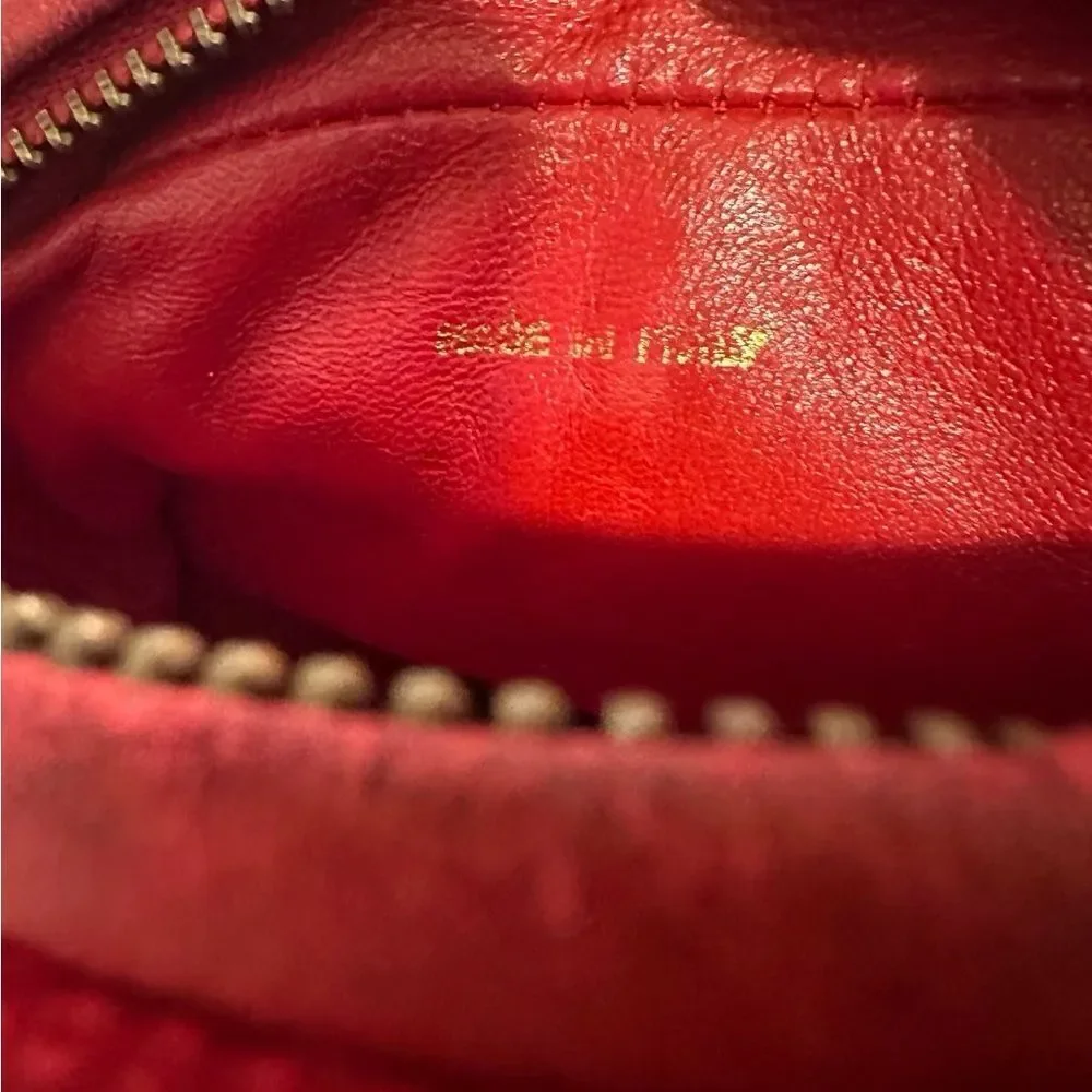 Chanel Quilted Red Crossbody Bag with Gold Chain